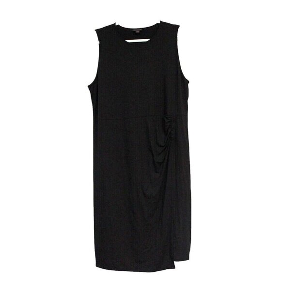J Jill Wearever Collection Dress Size XL Black Stretch Minimalist Casual Ruched - Picture 1 of 13
